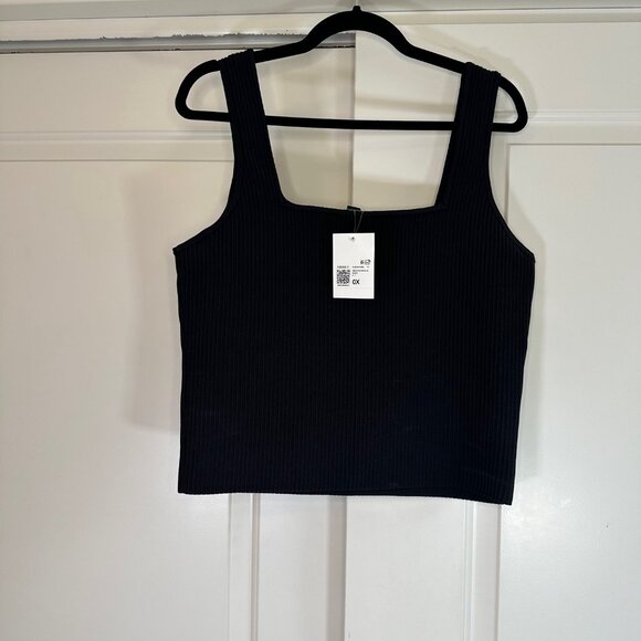 Black Square-Neck Sweater Knit Tank Top 0X - NEW - Picture 5 of 11